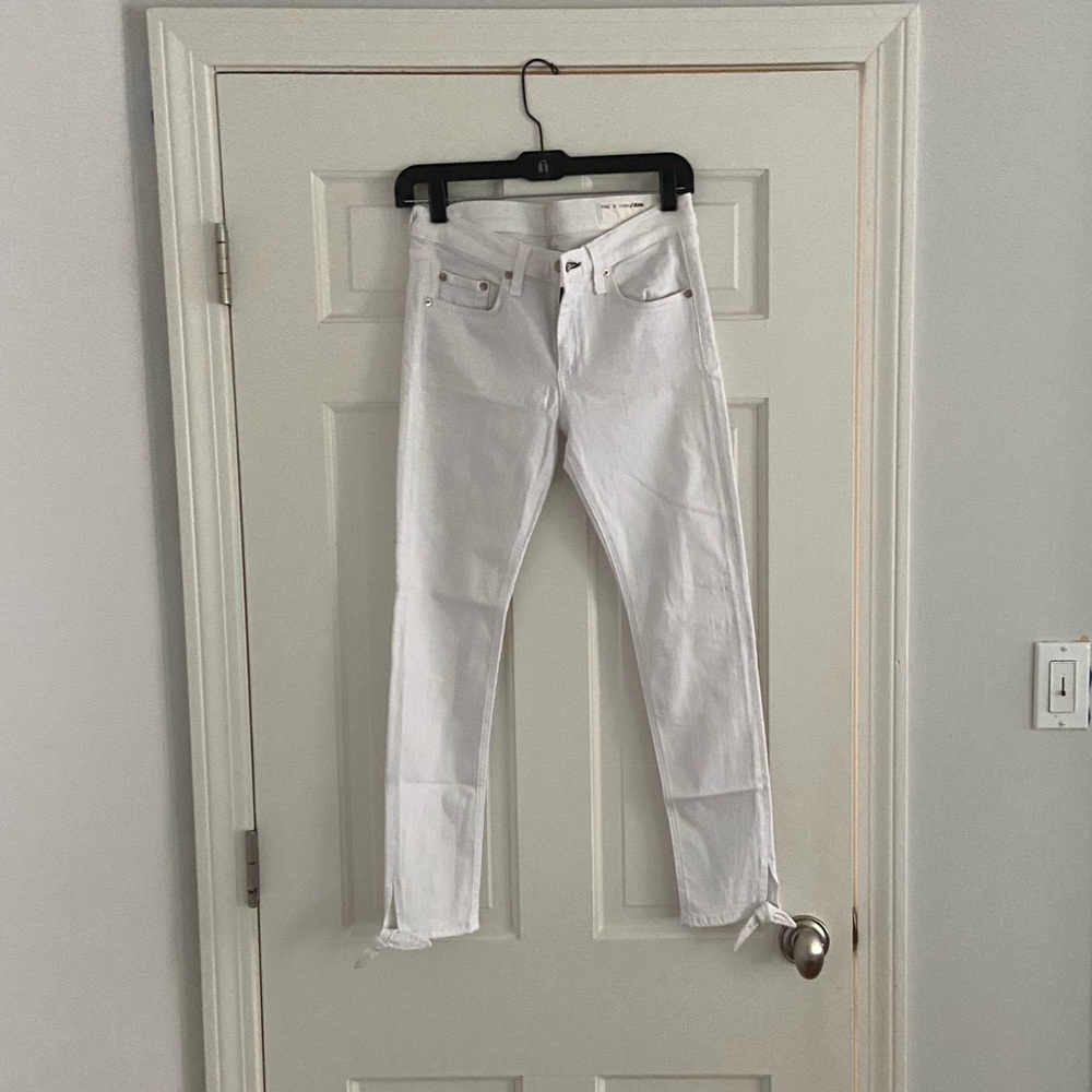 RAG & BONE white ankle tie jeans